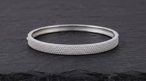 Micro Pave Moissanite Hinged Bracelet