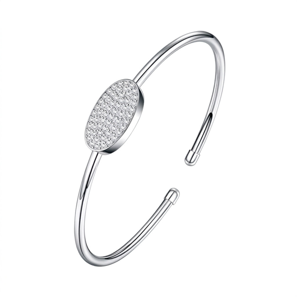 Moissanite VVS Oval Disc Open Bracelet