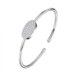 Moissanite VVS Oval Disc Open Bracelet
