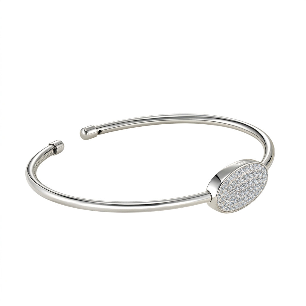 Moissanite VVS Oval Disc Open Bracelet