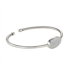Moissanite VVS Oval Disc Open Bracelet