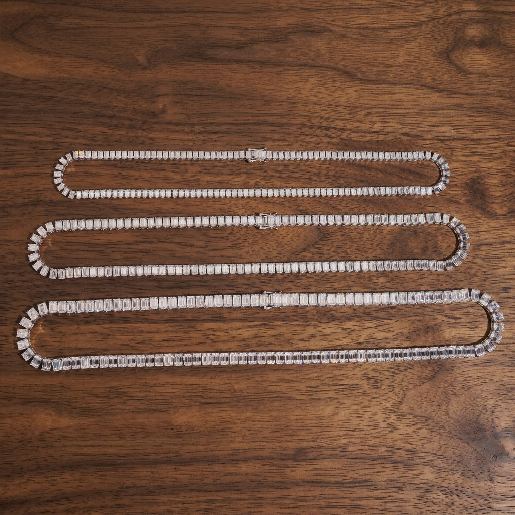 Emerald Cut Moissanite Tennis Chain