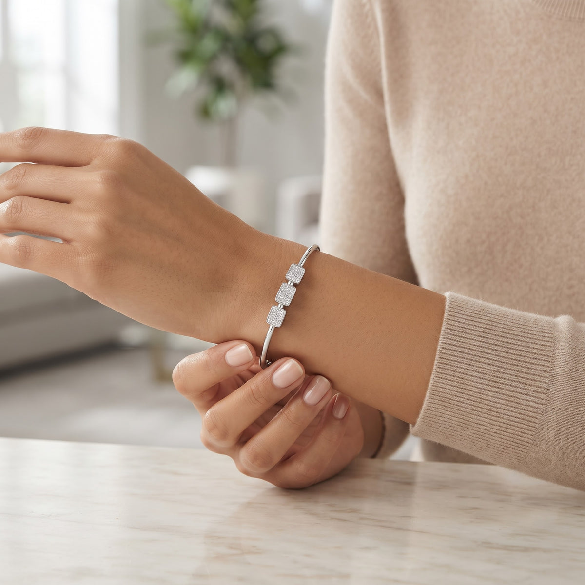 Triple Block 925Sterling Silver Cuff