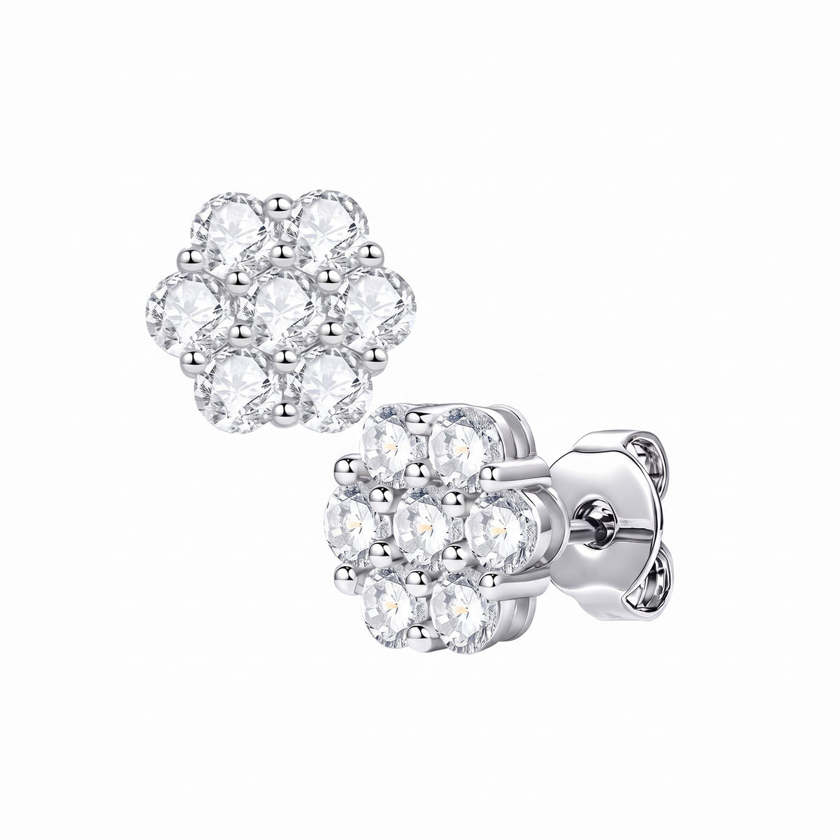 7-Stone Moissanite Sterling Silver Earrings