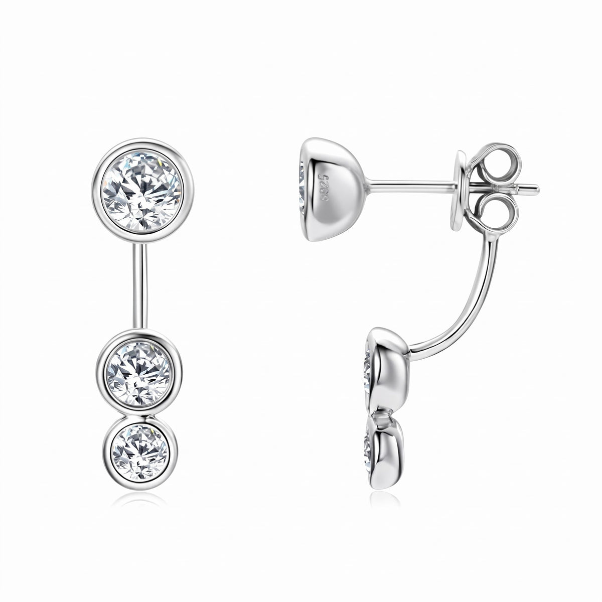 Cascading 3-Tiers S925 Moissanite  Studs