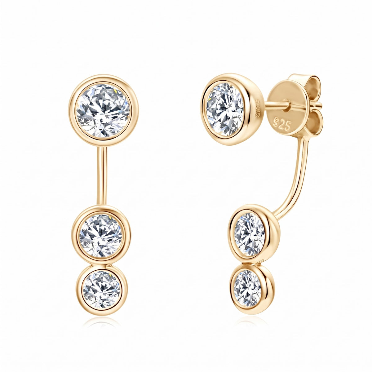 Cascading 3-Tiers S925 Moissanite  Studs