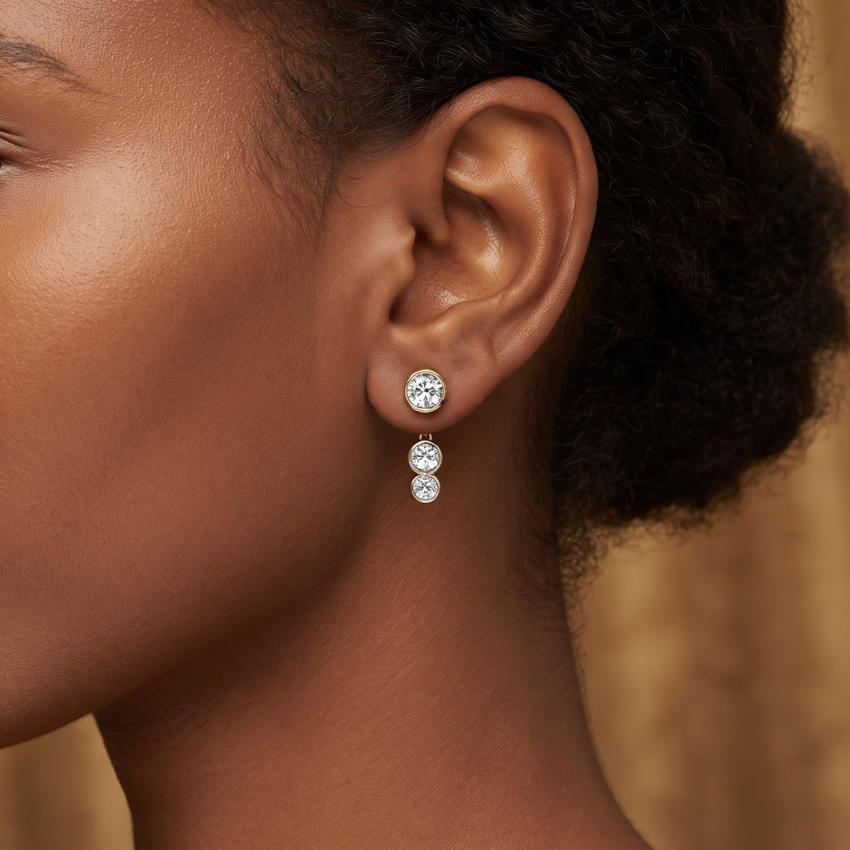 Cascading 3-Tiers S925 Moissanite  Studs