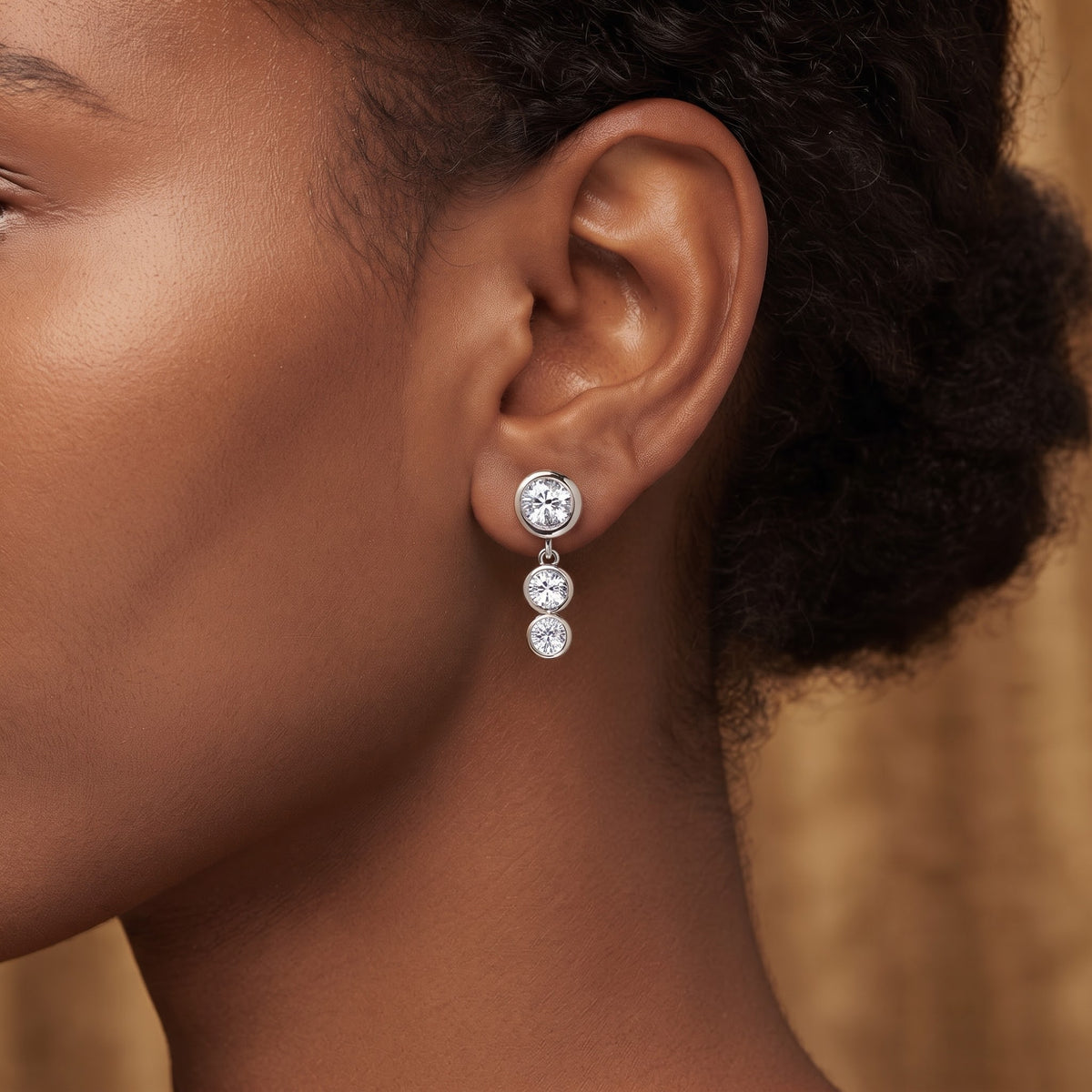 Cascading 3-Tiers S925 Moissanite  Studs