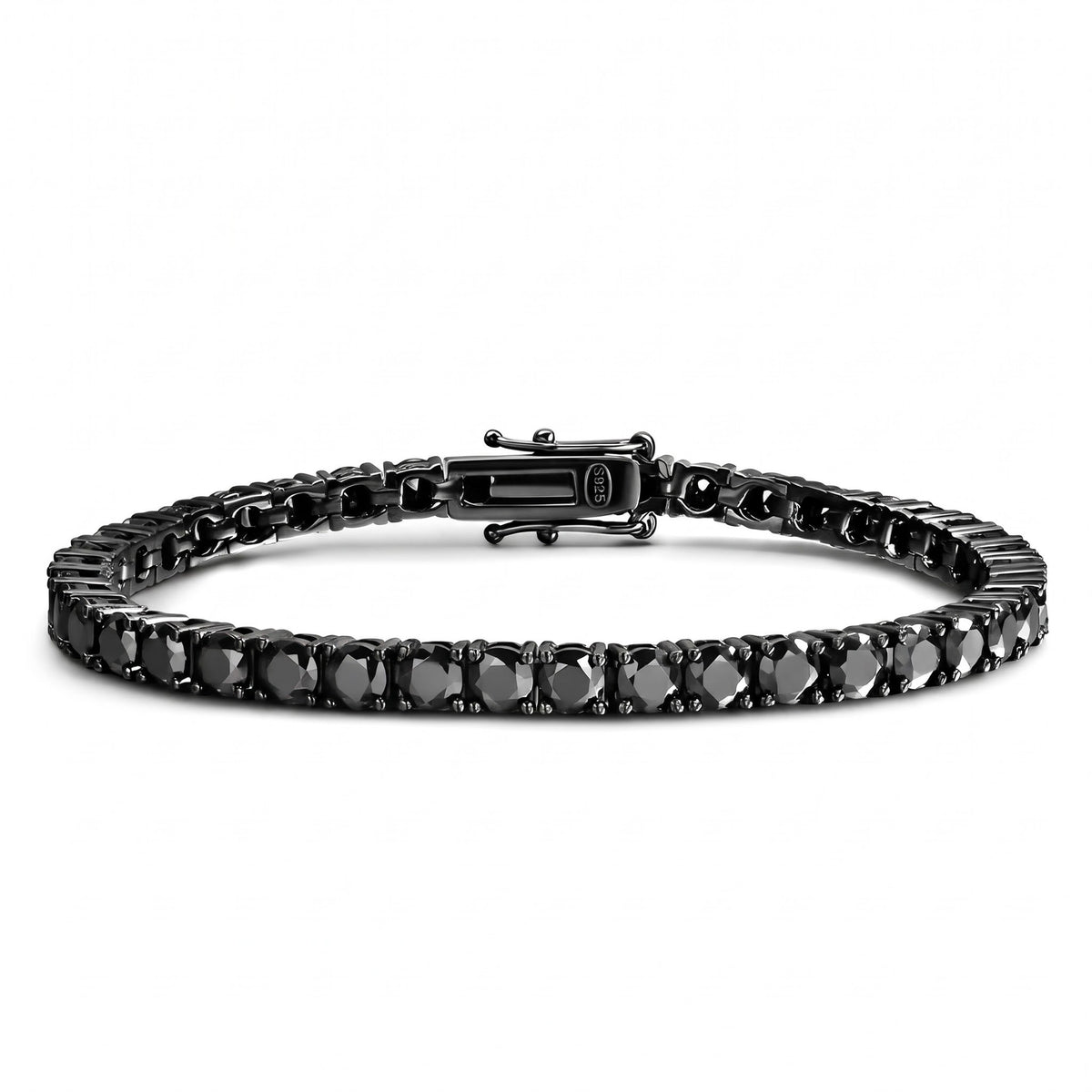 Black Moissanite Stainless Steel Tennis Bracelet