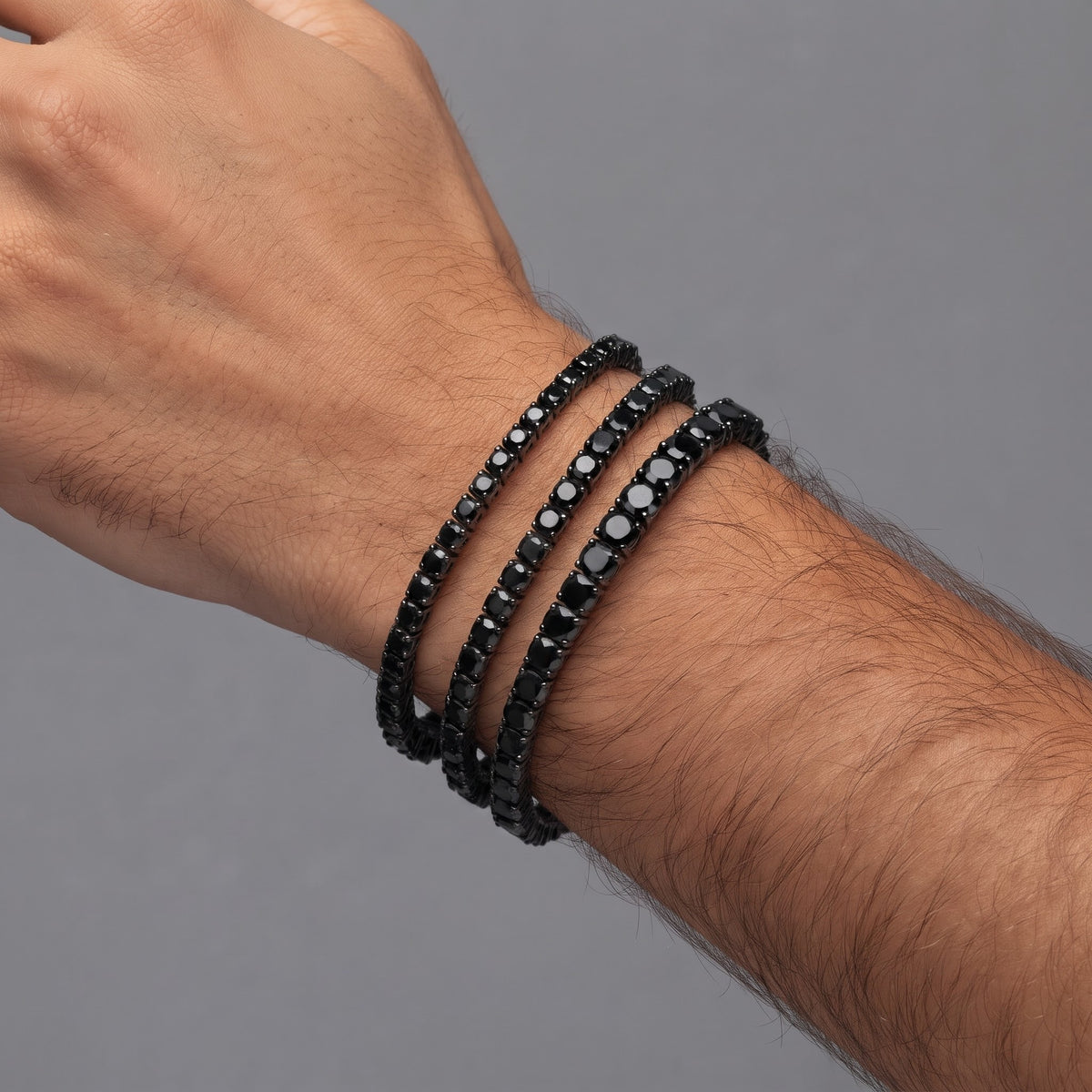 Black Moissanite Stainless Steel Tennis Bracelet