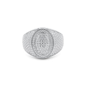 Iced-Out White Gold Ring with diamond accents on a white background-J.Collins Jewelry