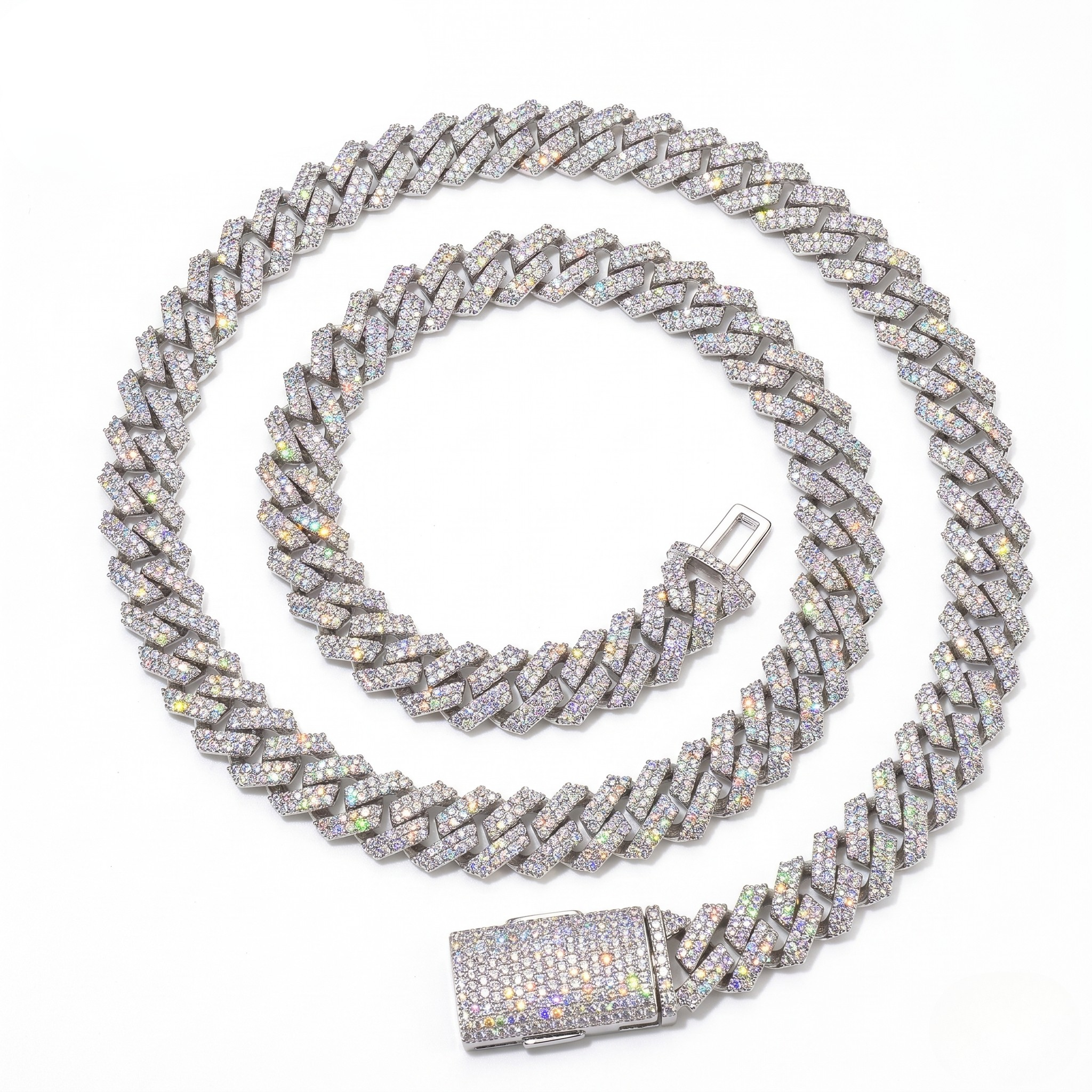 Iced Out Cuban Link Chain White Gold 10mm