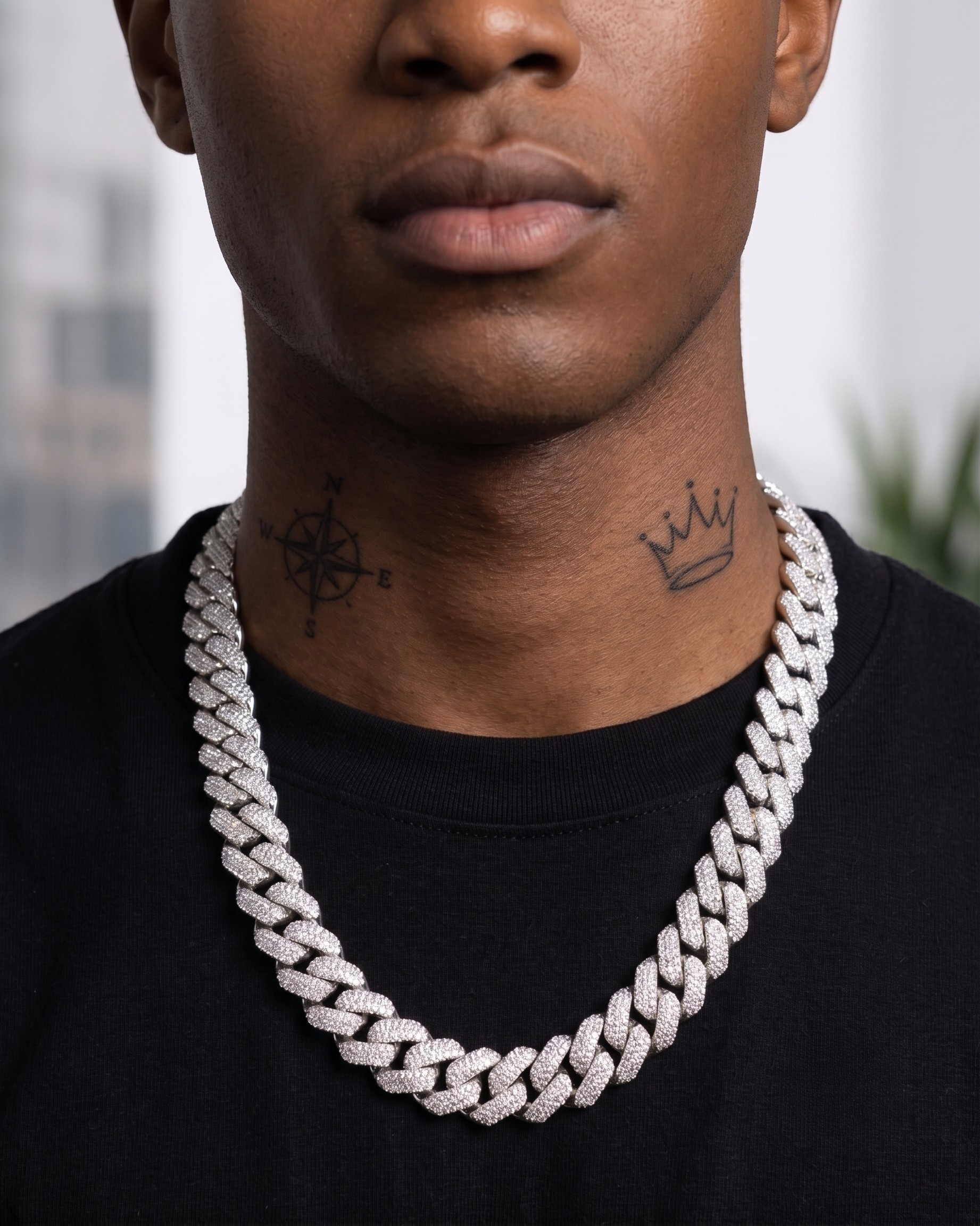 Iced Out Cuban Link Chain White Gold 14mm