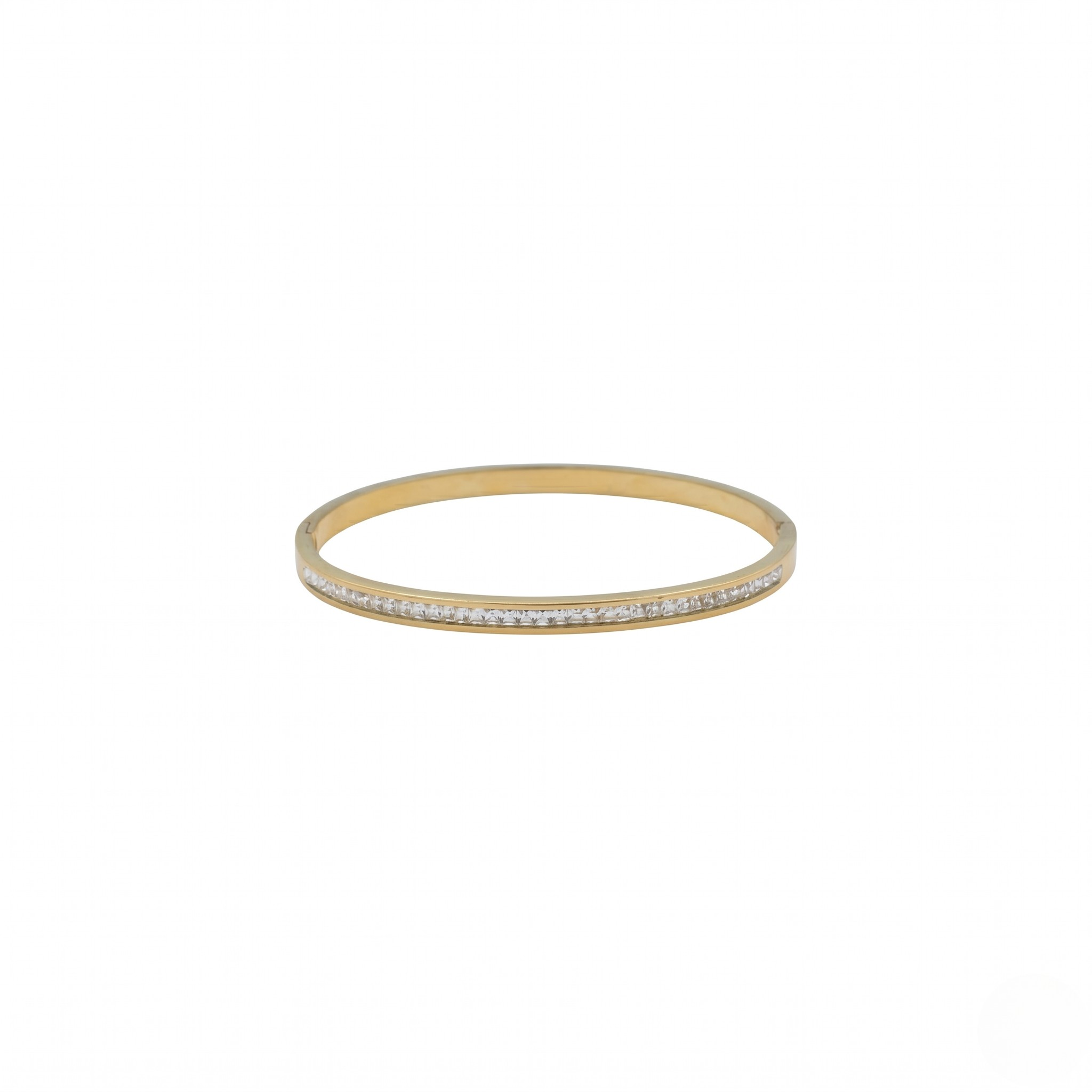 Gold bracelet with small stones on a white background-J.Collins Jewelry