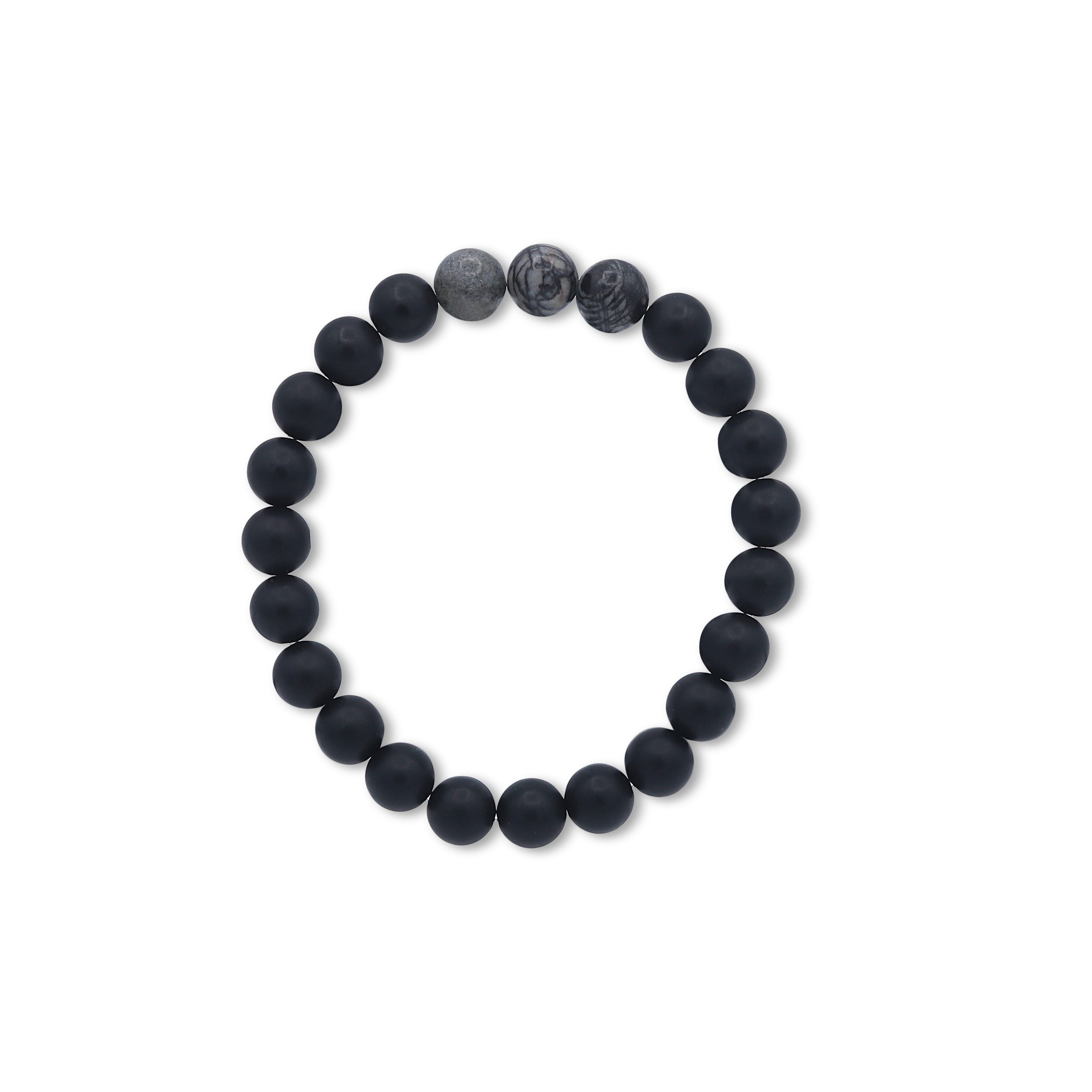 Black beaded bracelet on a white background-J.Collins Jewelry