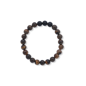 Beaded bracelet with black and brown beads on a white background-J.Collins Jewelry