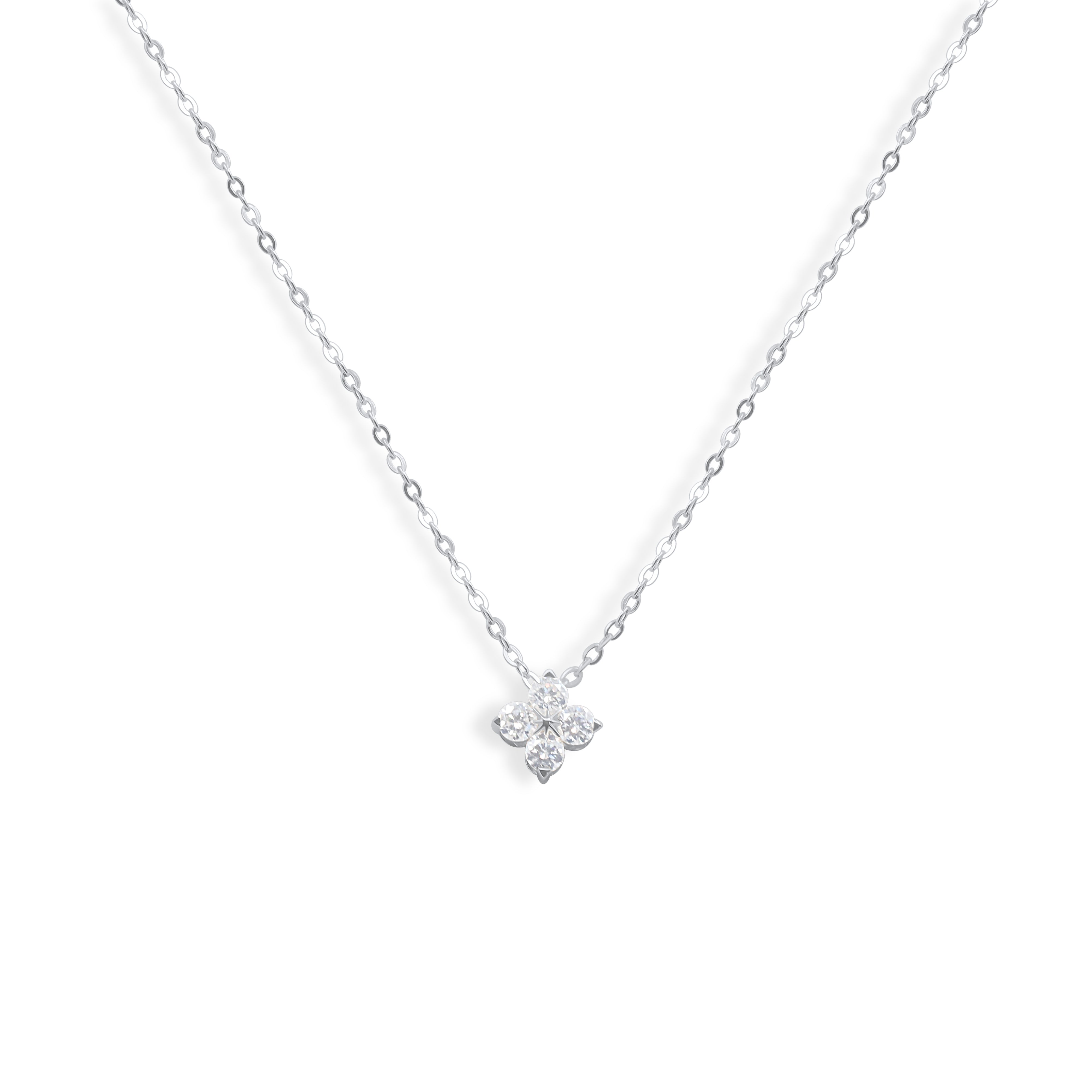 Minimal Solitaire Necklace with a small diamond pendant on a white background-J.Collins Jewelry