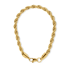 Gold rope chain bracelet on a white background-Essential-Rope-Chain-JCollins-Jewelry