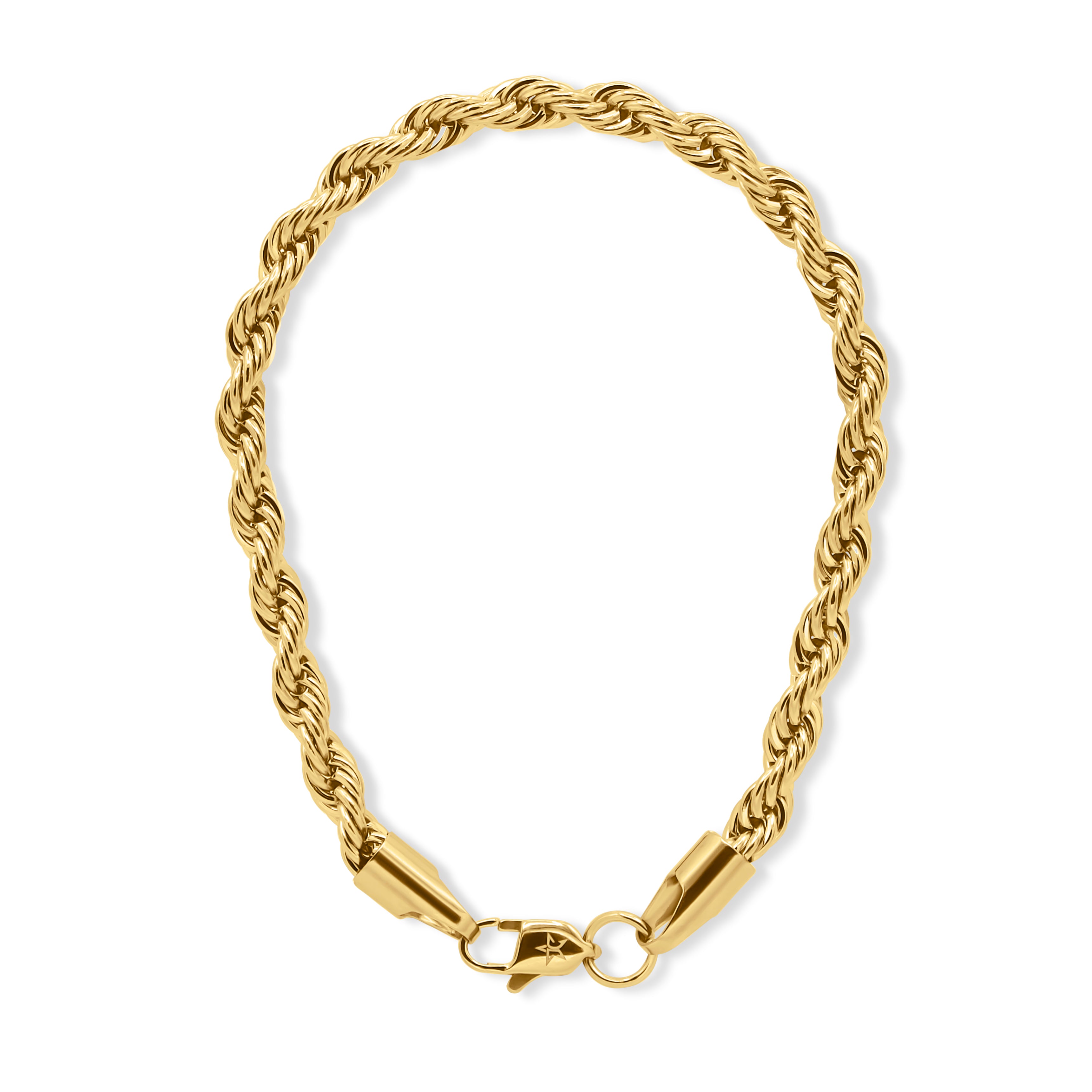 Gold rope chain bracelet on a white background-Essential-Rope-Chain-JCollins-Jewelry