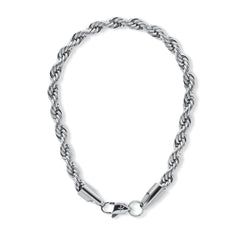 Silver rope chain bracelet on a white background-Essential-Rope-Chain-JCollins-Jewelry