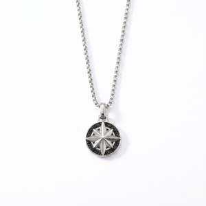 Necklace with a round pendant featuring a star design on a white background - Savana Star Pendant (Silver) - J. Collins Jewelry 