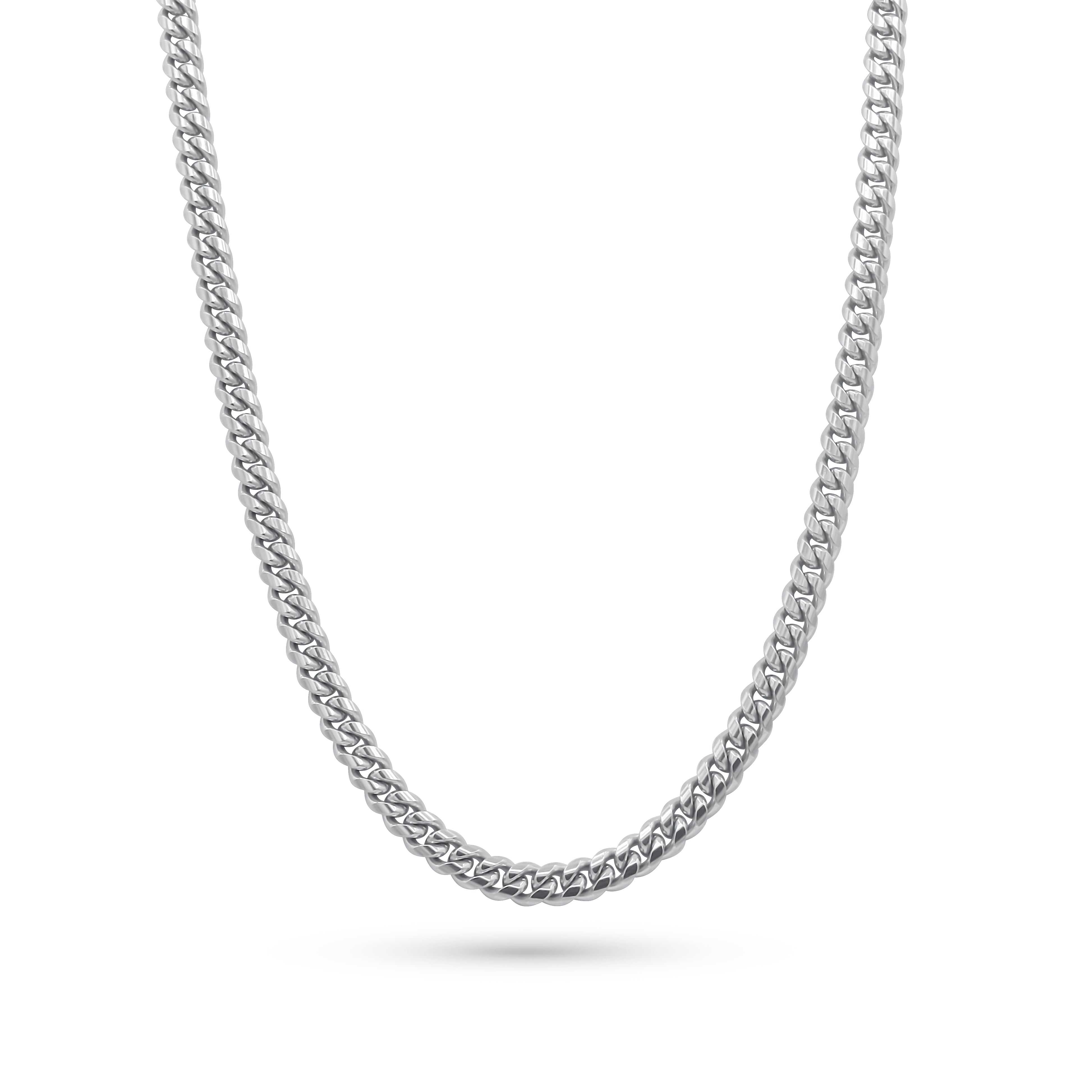 silver chain necklaces on a white background-Signature-Franco-Chain-JCollins-Jewelry