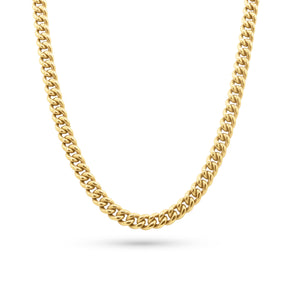 Gold chain necklace on a white background-Signature-Franco-Chain-JCollins-Jewelry