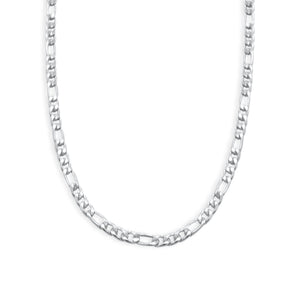 Silver chain necklace on a white background - Gold_Figaro_Chain - J. Collins Jewelry 