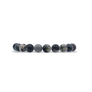 Row of black and gray beaded bracelet on a white background-J.Collins Jewelry
