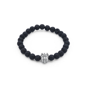 Black beaded bracelet with a silver clasp on a white background-J.Collins Jewelry