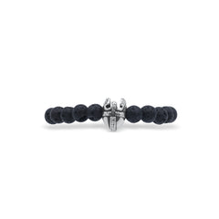 Black beaded bracelet with a silver clasp on a white background-J.Collins Jewelry