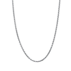 Silver chain necklace on a white background-Sterling-Rope-Chain-JCollins-Jewelry