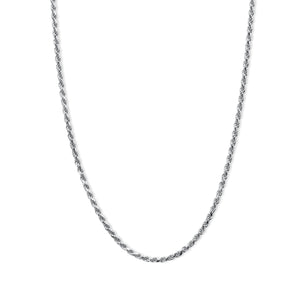 Silver chain necklace on a white background-Sterling-Rope-Chain-JCollins-Jewelry