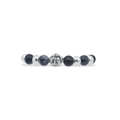Beaded bracelet with black and silver beads on a white background-J.Collins Jewelry