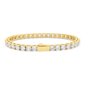 Gold tennis bracelet with diamonds on a white background - Tennis Bracelet 3mm (Gold) by J.Collins Jewelry 