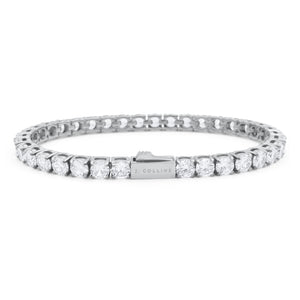 Silver tennis bracelet with diamonds on a white background - Tennis Bracelet 3mm (Silver) by J.Collins Jewelry 