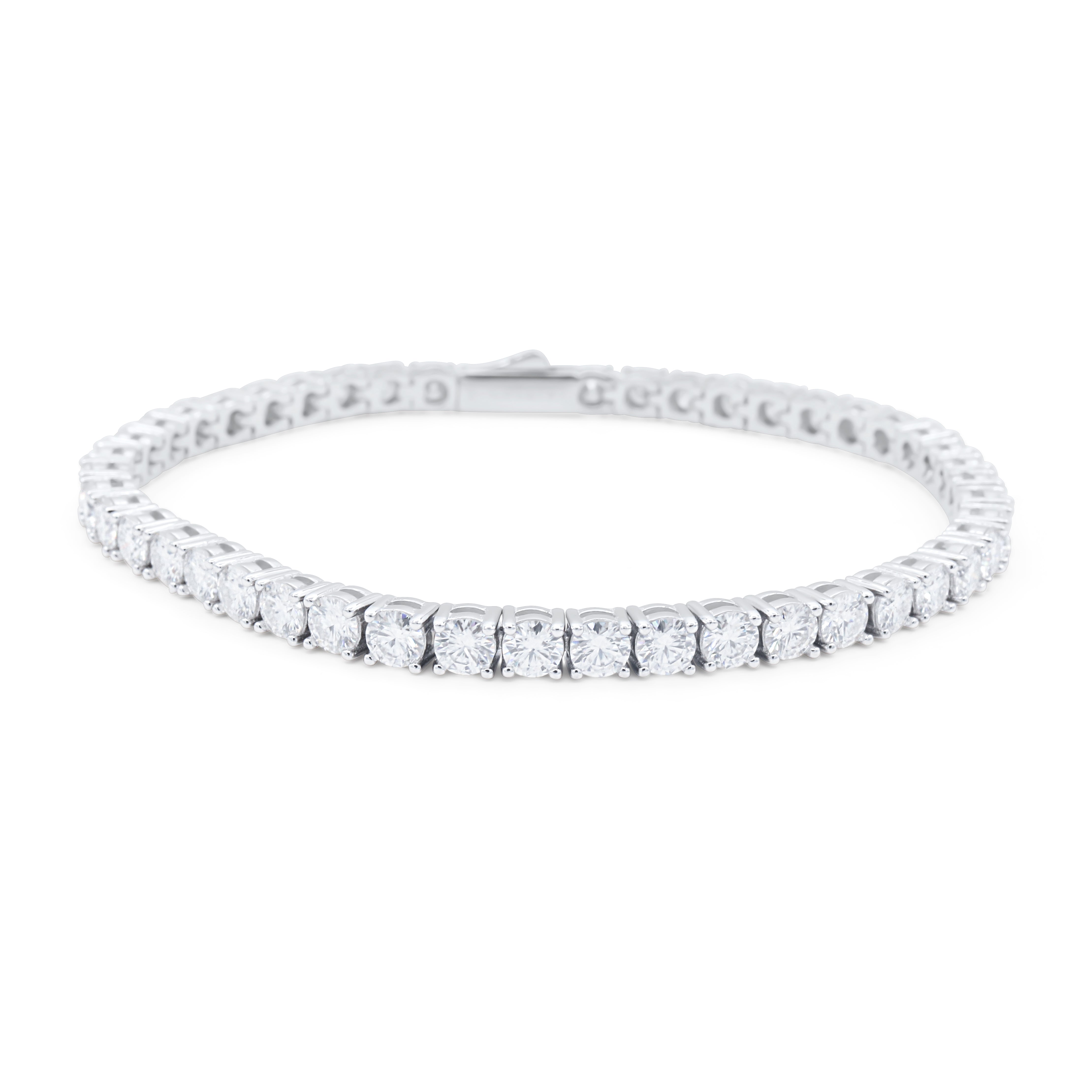 Silver Tennis Bracelet on a white background. Tennis Bracelet  (Silver) - J.Collins Jewelry 