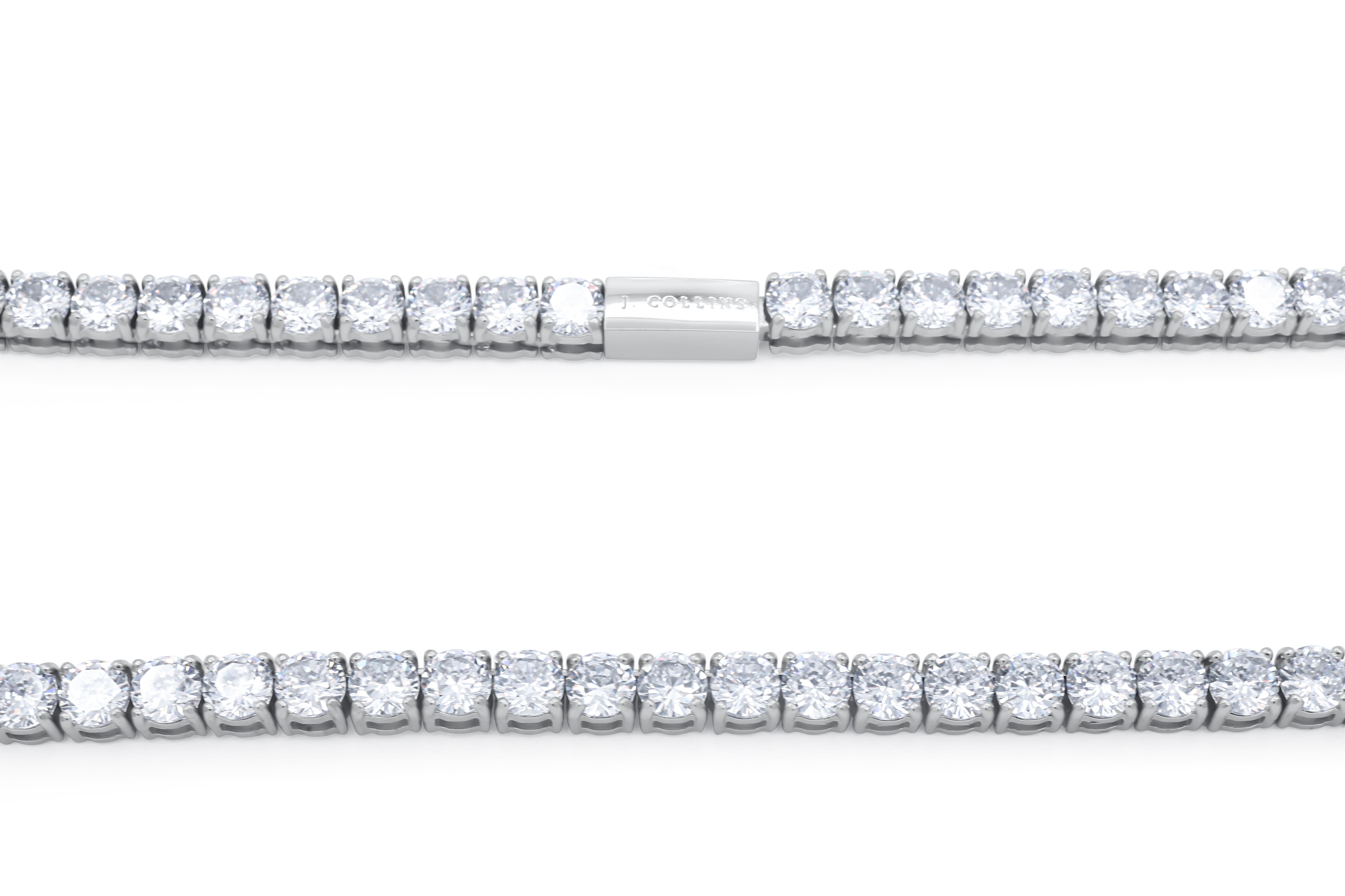 Diamond tennis bracelet with a silver clasp on a white background - Tennis Chain 5mm (Silver) by J.Collins Jewelry 