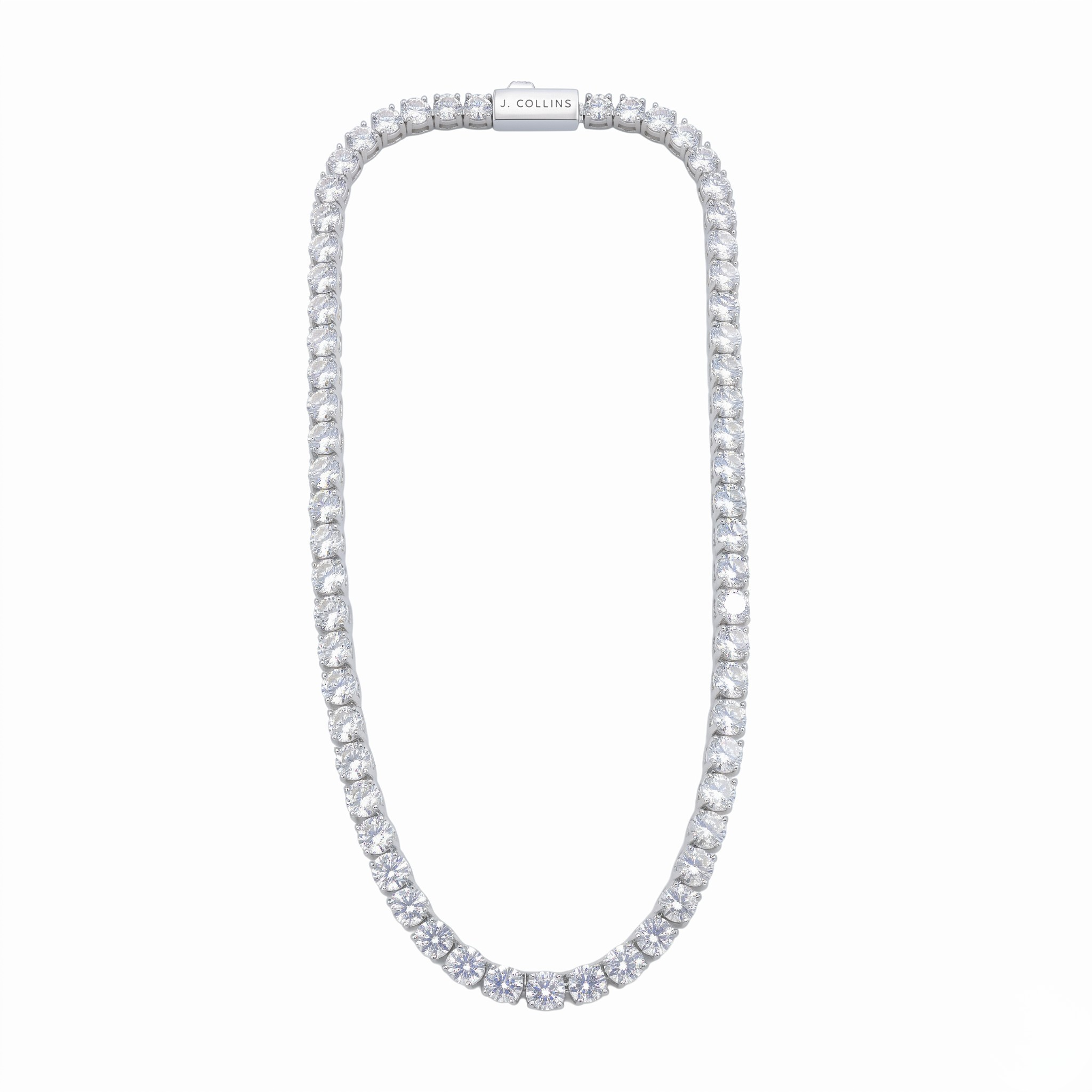 Tennis chain necklace on a white background. Tennis Chain 5mm (Silver) - J. Collins Jewelry 
