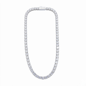 Tennis chain necklace on a white background. Tennis Chain 5mm (Silver) - J. Collins Jewelry 