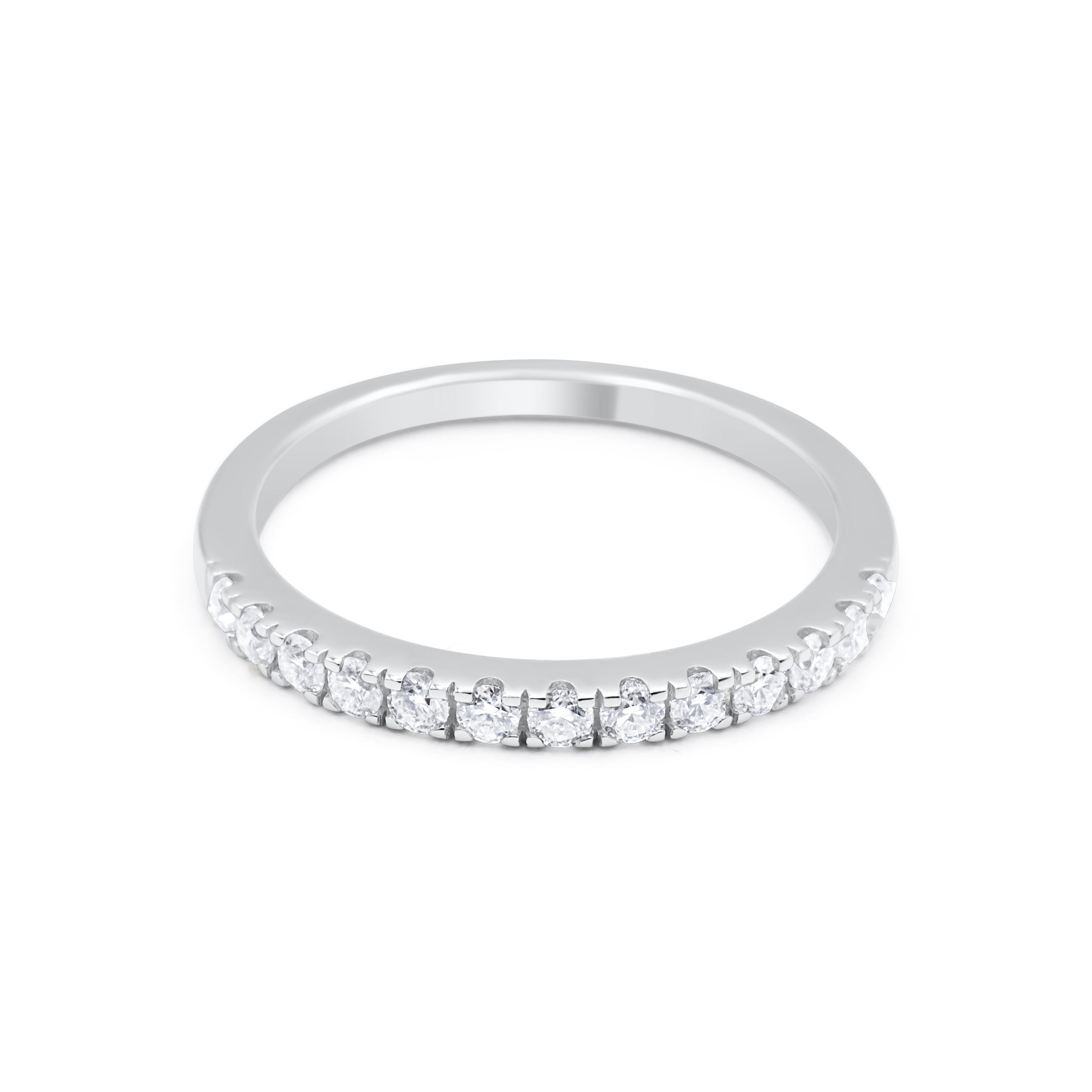 Silver ring with small diamonds on a white background-Vow-Ring-JCollins