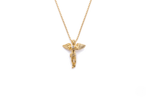 Gold necklace with a pendant on a white background-J.ollins Jewelry