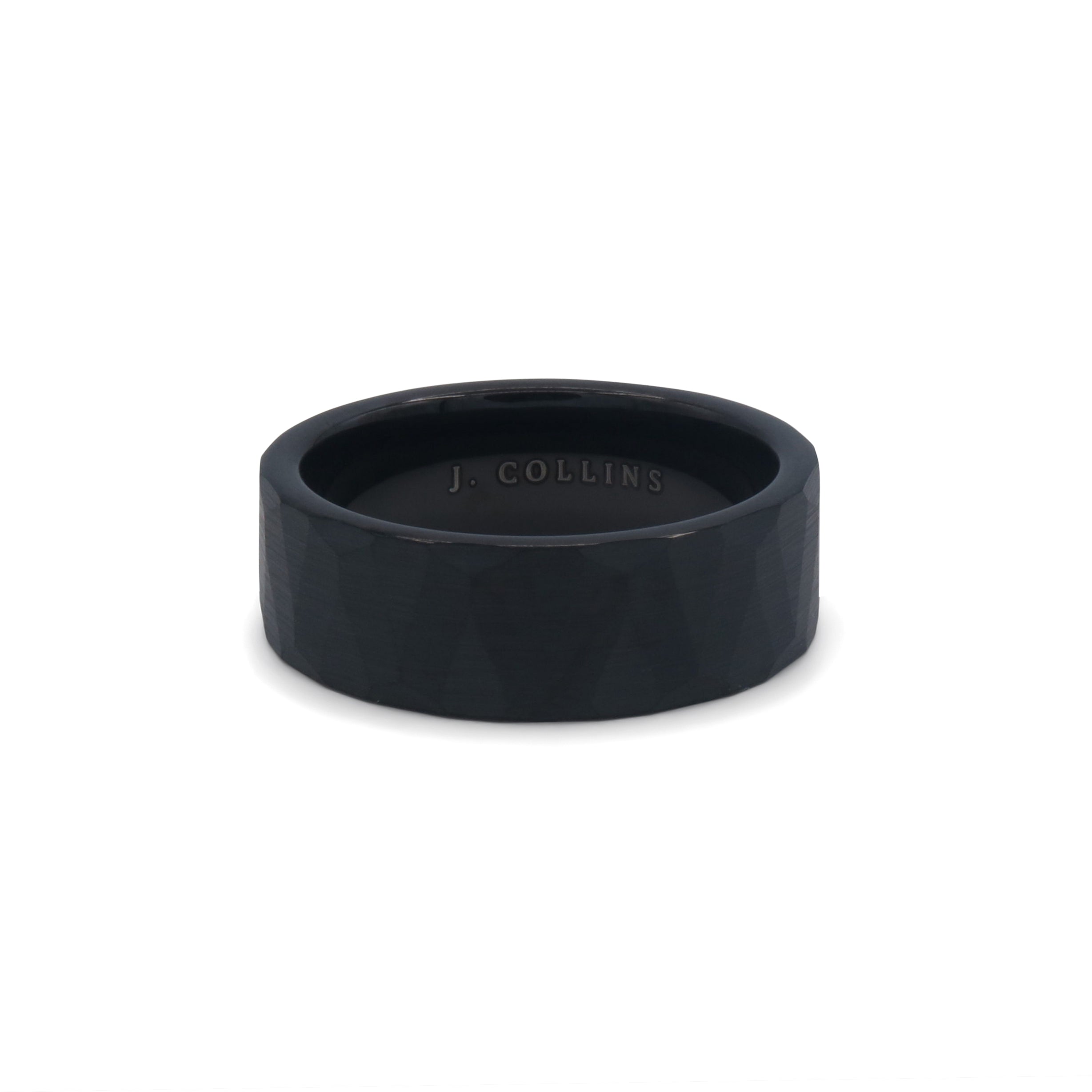 The Horizon (Black) ring with 'J. Collins' branding on a white background- J.Collins Jewelry