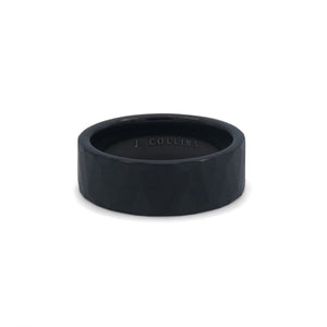 The Horizon (Black) ring with 'J. Collins' branding on a white background- J.Collins Jewelry