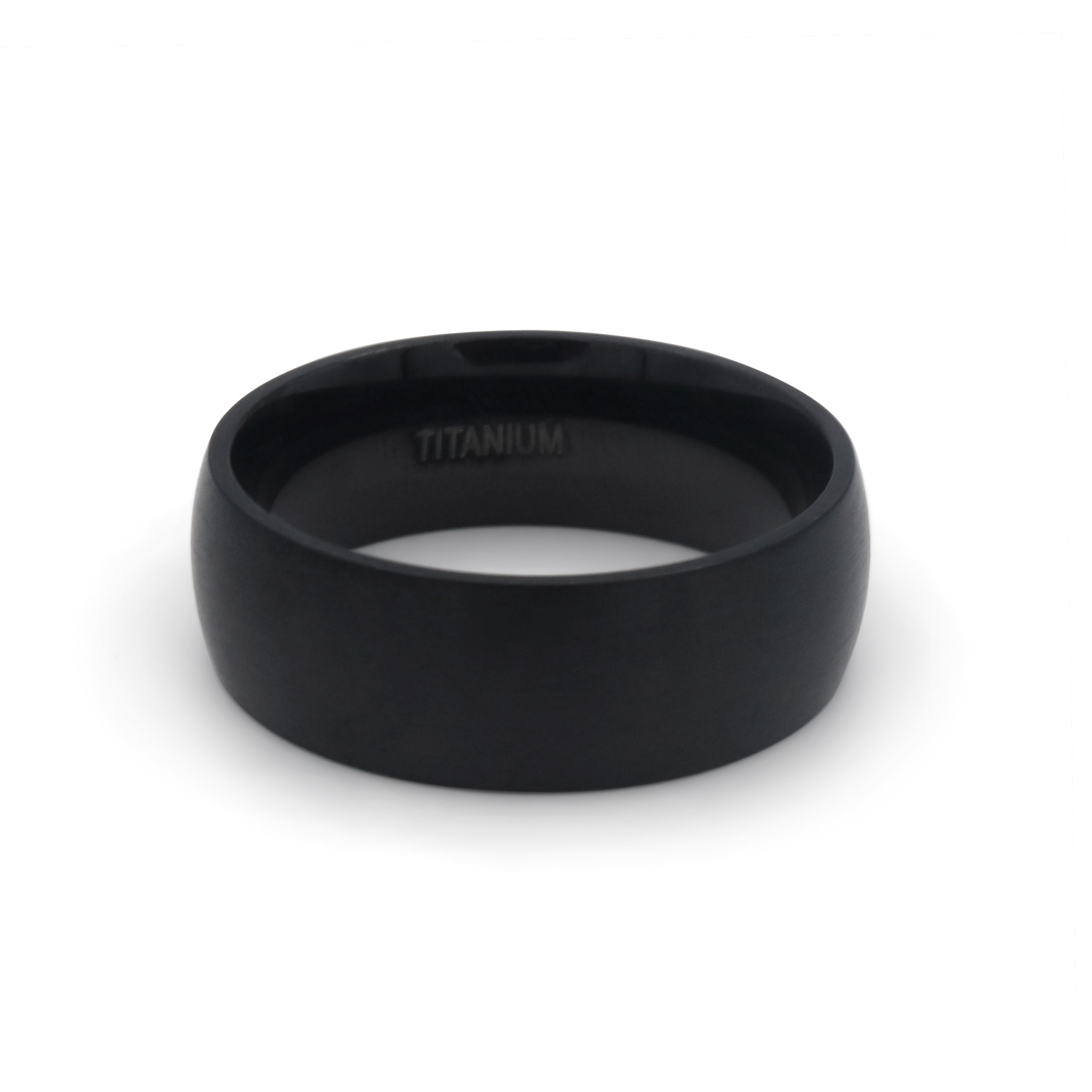The Nightfall titanium ring on a white background- J.Collins Jewery