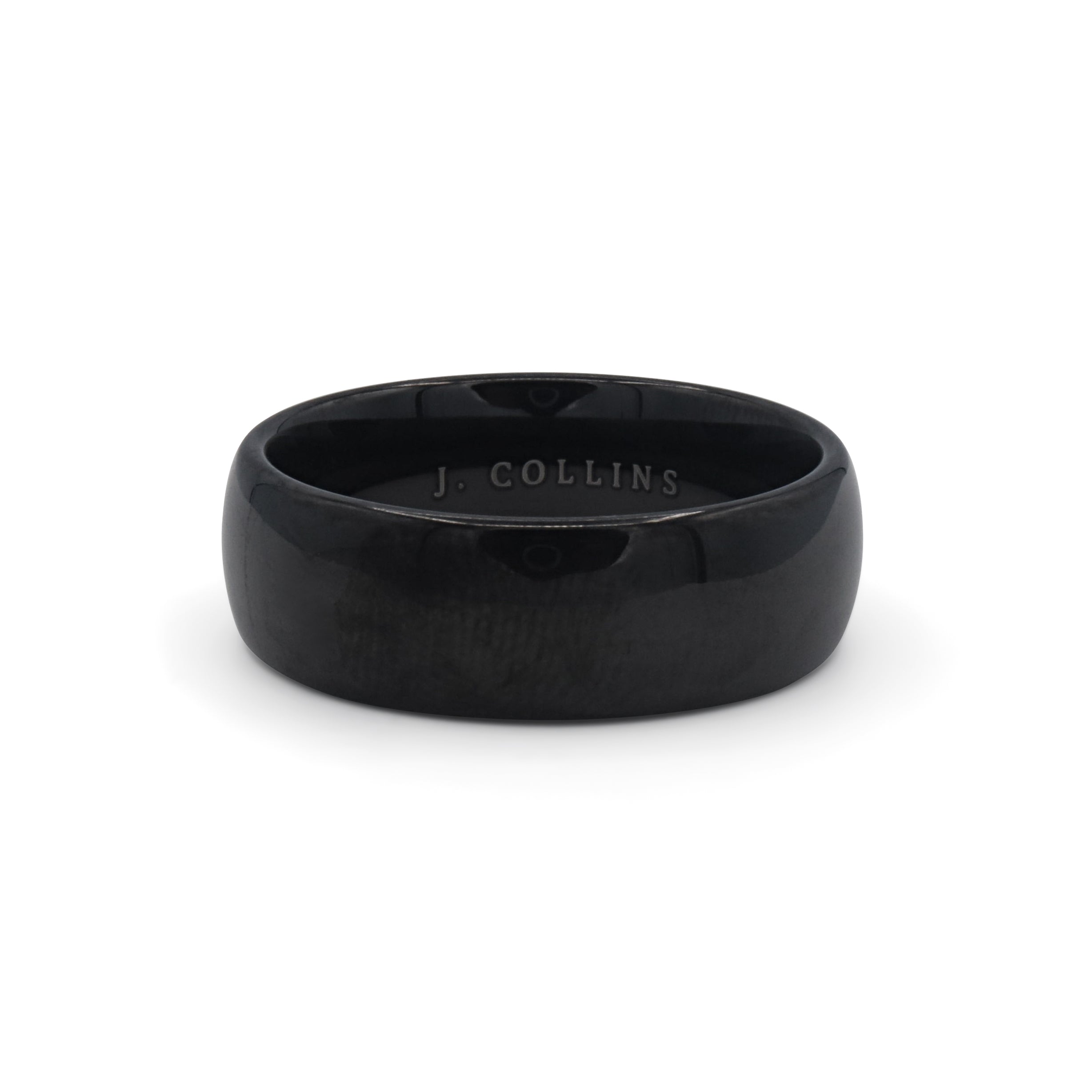 The Nightfall ring with 'J. Collins' engraving on a white background-J.Collins Jewelry