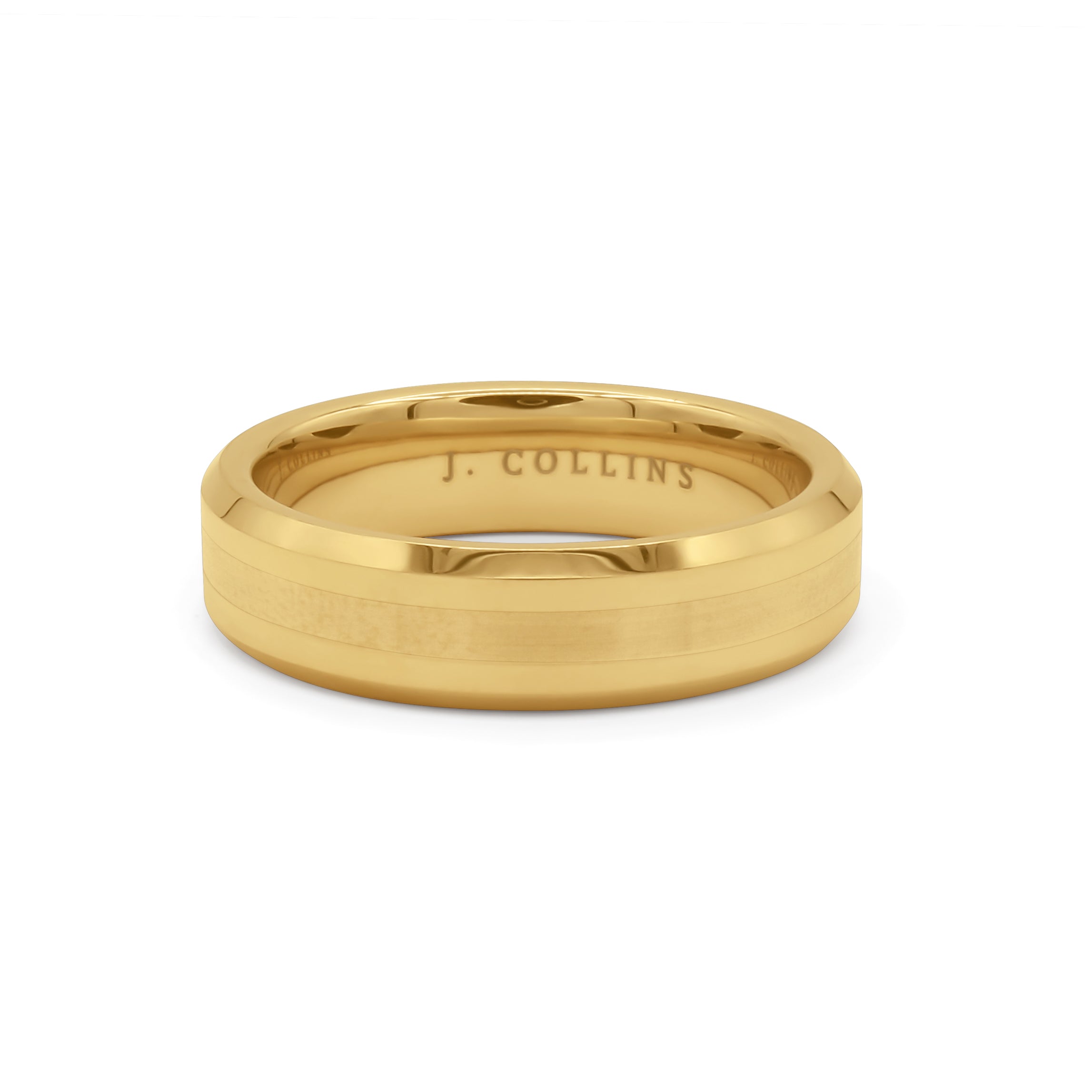 The Regent (Gold) ring with 'J. Collins' engraving on a white background