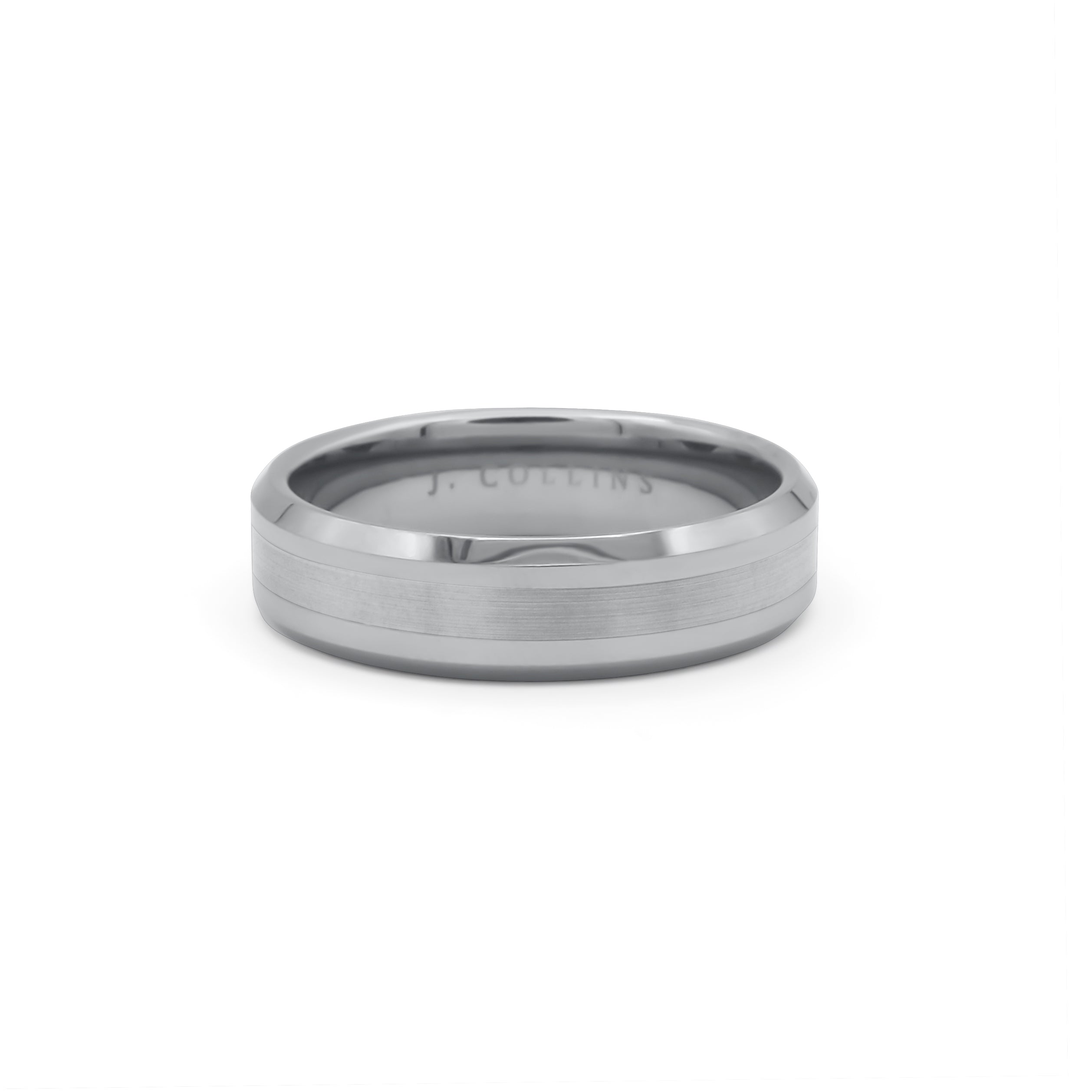 The Regent-6mm (Silver) ring with a brushed finish on a white background