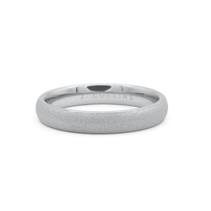 The Titan (4mm) ring with 'J. Collins' engraving on a white background