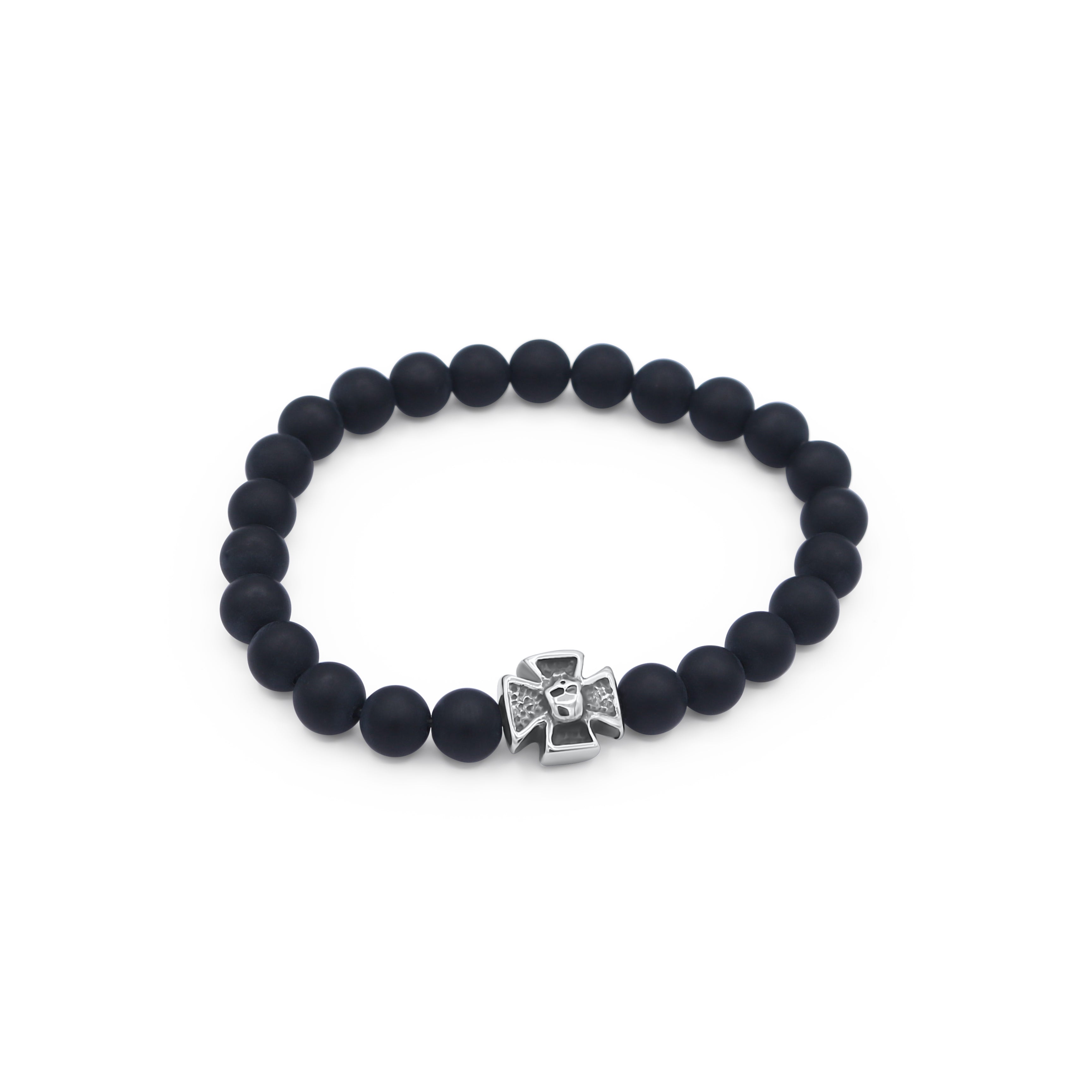Black beaded bracelet with a silver clasp on a white background-J.Collins Jewelry